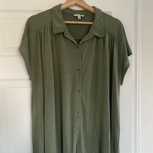 Plus Size Olive Collared Shirt